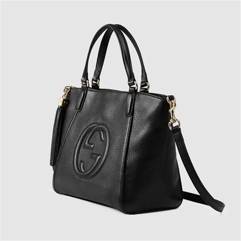 gucci black leather purse handle|gucci shoulder bag price.